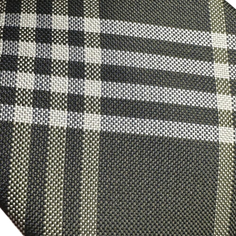 Black Brown 1826 100% Silk Neck Tie Navy Blue Green White Reflective‎ Plaid - Picture 11 of 12